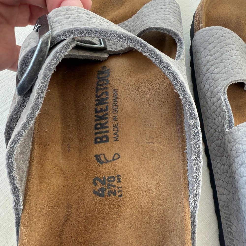 Birkenstock Arizona Desert Slide Whale Gray Nubuck Size 42 9-9.5 Great Condition - Picture 6 of 13